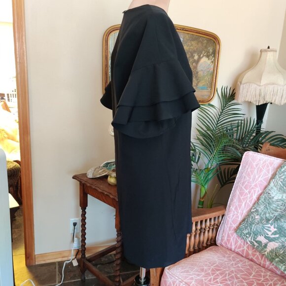 Seed Heritage Womens Shift Dress Short Ruffle Bell Sleeve Career Black Size 12 - Picture 4 of 7